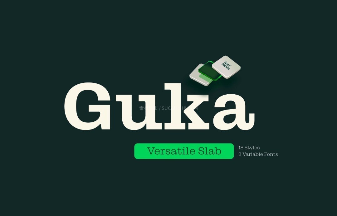 GUKA 多功能现代粗衬线字体(18款样式+可变字体)